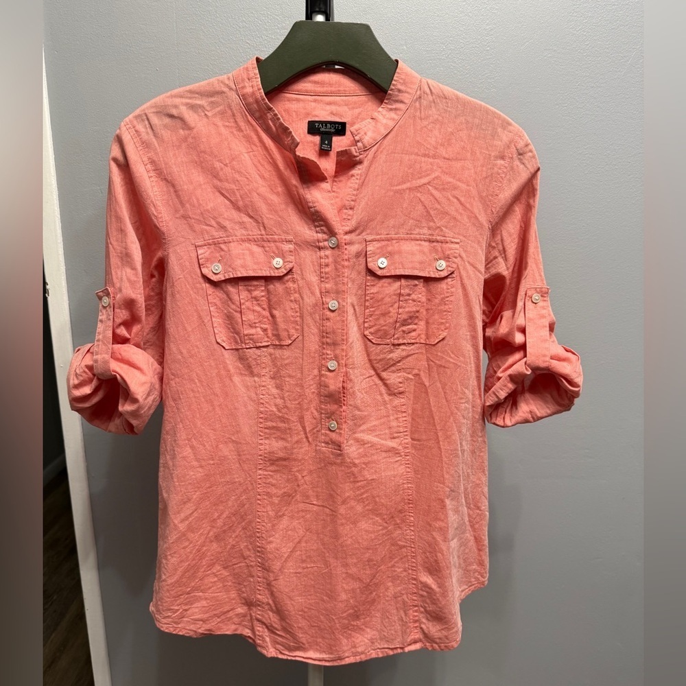100% cotton Talbots half button shirt
